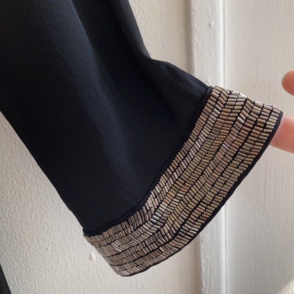 Alice + Olivia Black Retro Silk Bead Embroidered Cocktail Mini Dress Size Small - Picture 5 of 14